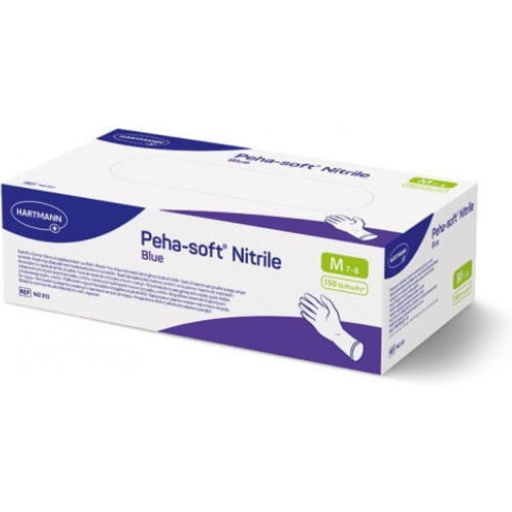 Γάντια Νιτριλίου μιας Χρήσης Hartmann Peha-soft Nitrile Fino, Χωρίς Πούδρα Μπλε, MEDIUM, 150 τεμάχια