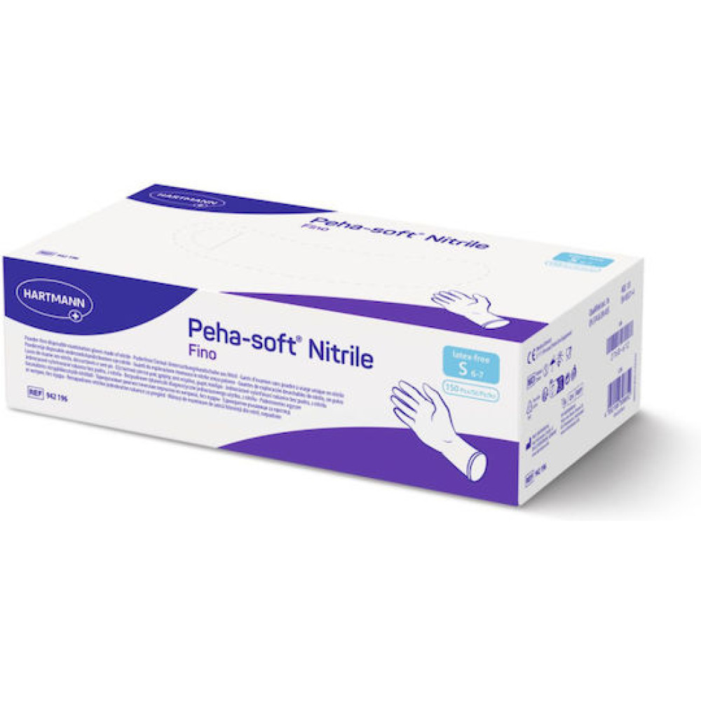 Γάντια Νιτριλίου μιας Χρήσης Hartmann Peha-soft Nitrile Fino, Χωρίς Πούδρα Μπλε, SMALL, 150 τεμάχια