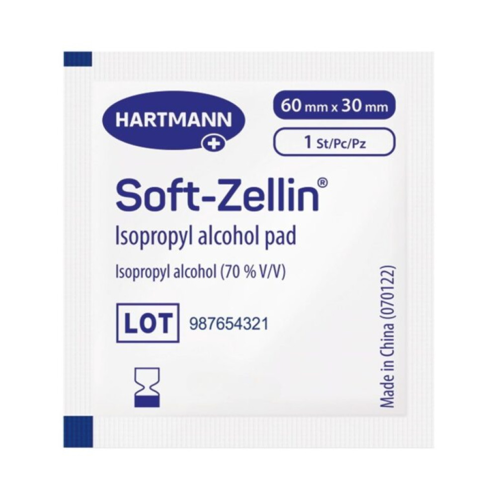 Soft-Zellin Hartmann Μαντηλάκια ισοπροπυλικής αλκοόλης 70%