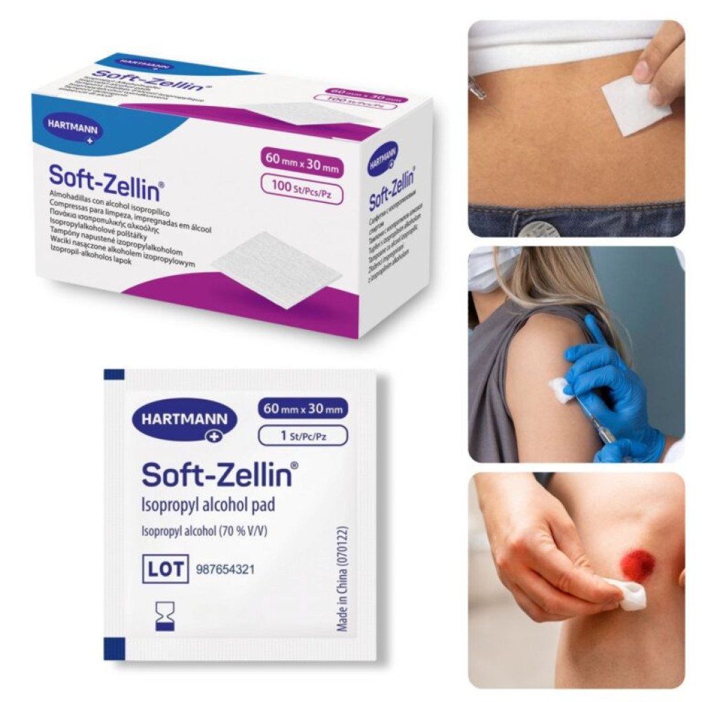 Soft-Zellin Hartmann Μαντηλάκια ισοπροπυλικής αλκοόλης 70%